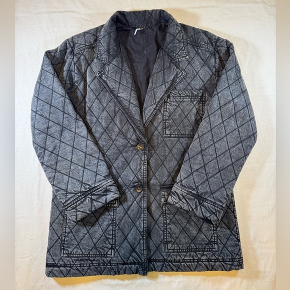 Young Fabulous & Broke Jackets & Blazers - Young Fabulous & Broke Gray/ Charocoal Quilted Blazer Jacket